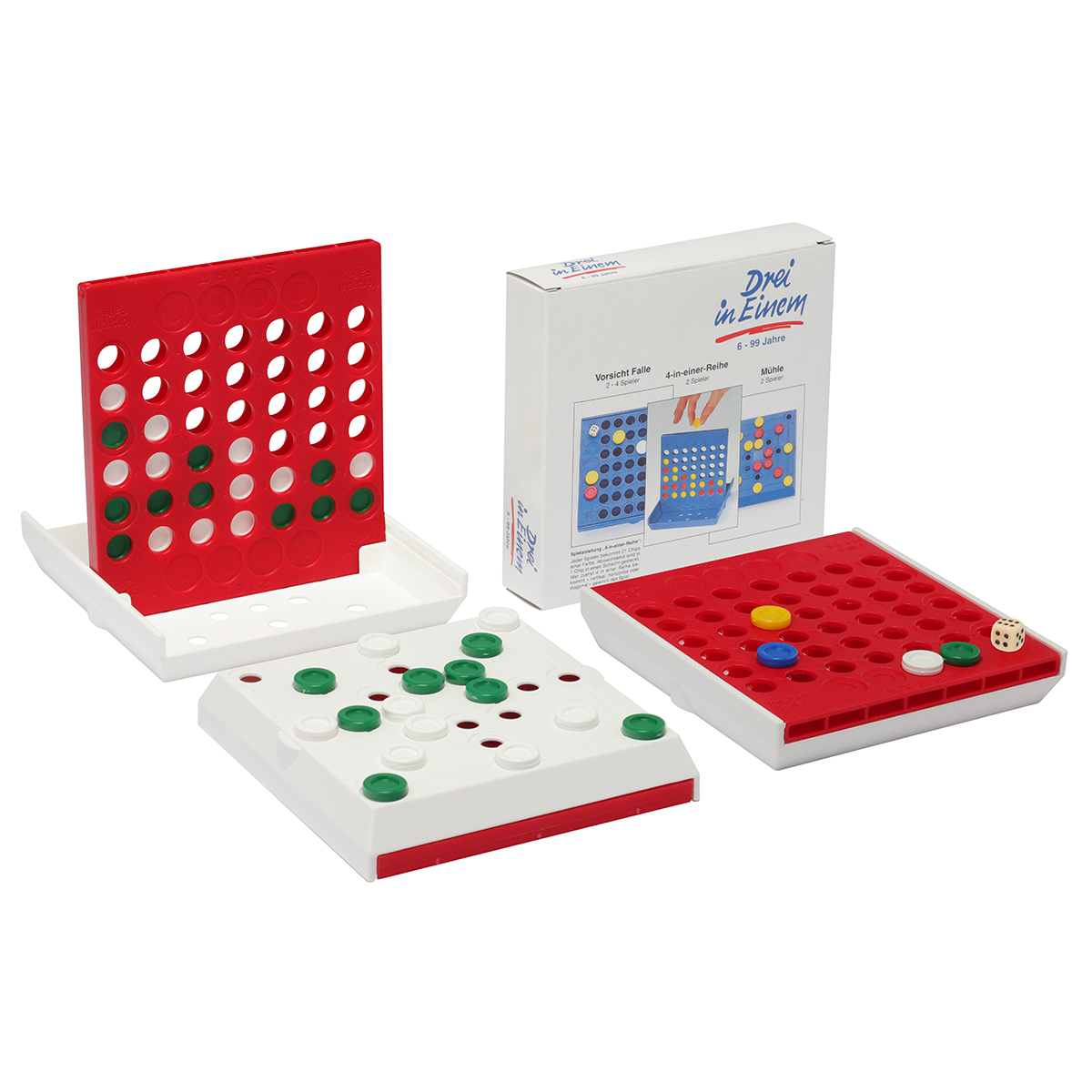 Reisespiel "Trio", Grundfarbe weiß, Bauteil 2 rot