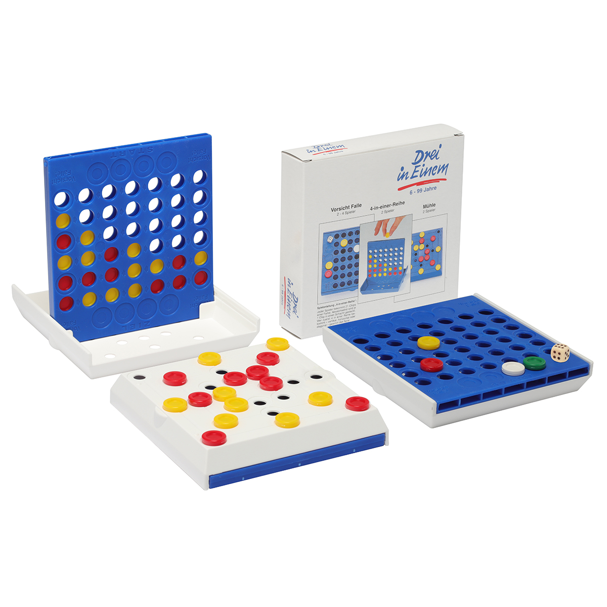 Reisespiel "Trio", Grundfarbe weiß, Bauteil 2 blau