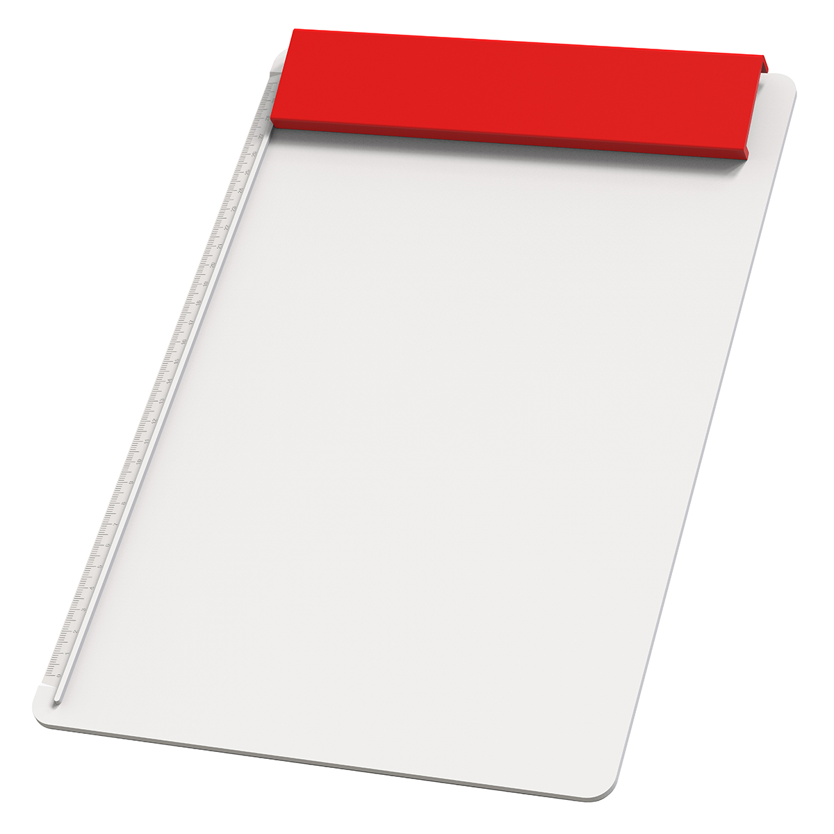 Klemmbrett DIN A4 "Alpha", Platte weiß, Leiste rot