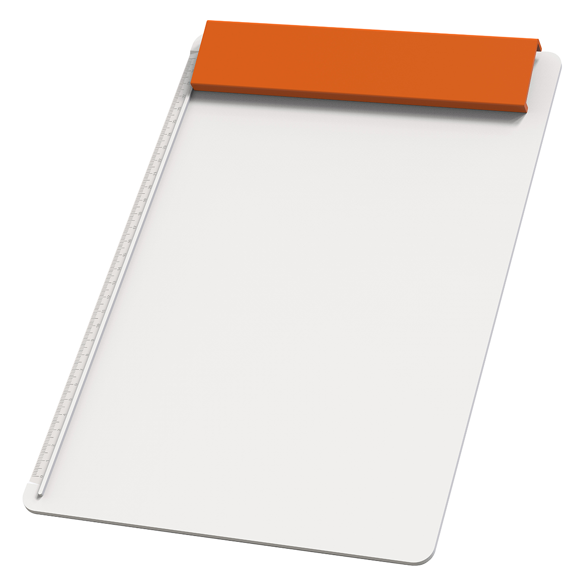 Klemmbrett DIN A4 "Alpha", Platte weiß, Leiste orange