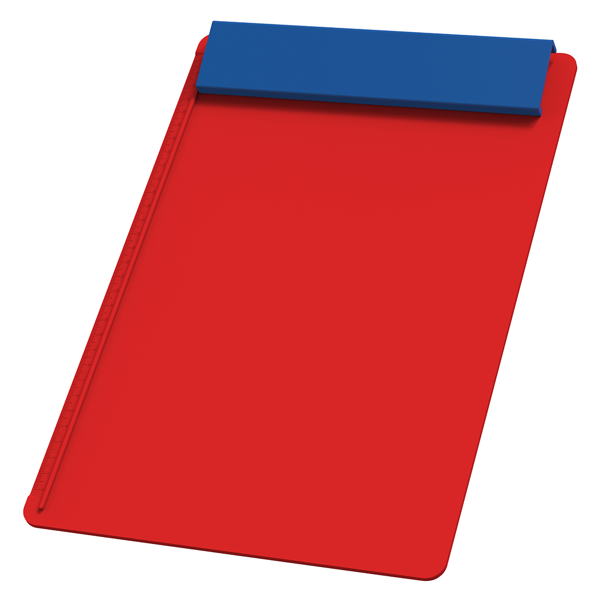 Klemmbrett DIN A4 "Alpha", Platte rot, Leiste blau