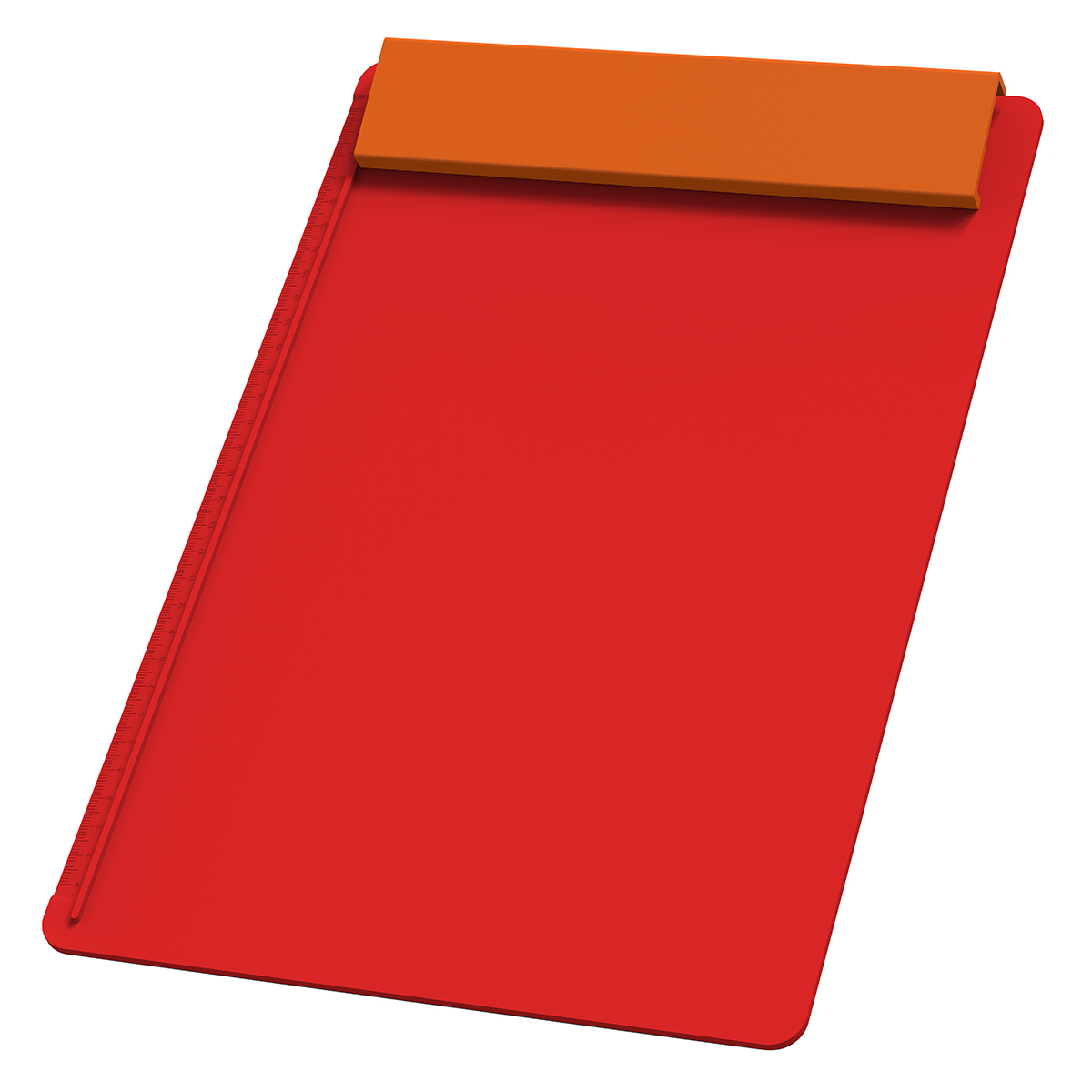Klemmbrett DIN A4 "Alpha", Platte rot, Leiste orange