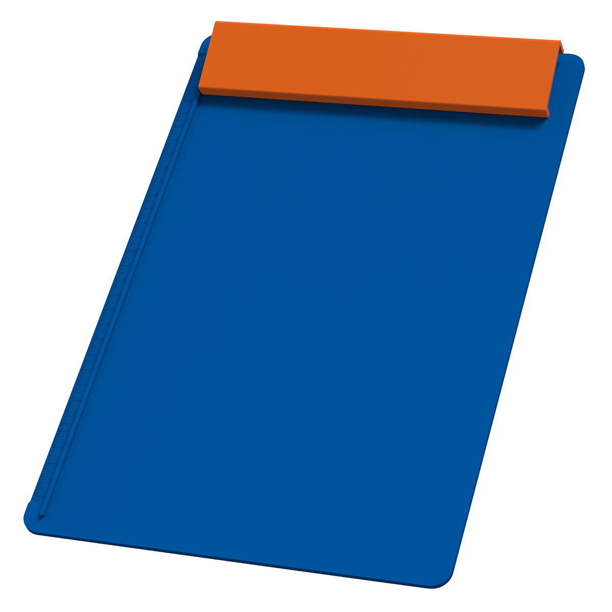 Klemmbrett DIN A4 "Alpha", Platte blau, Leiste orange