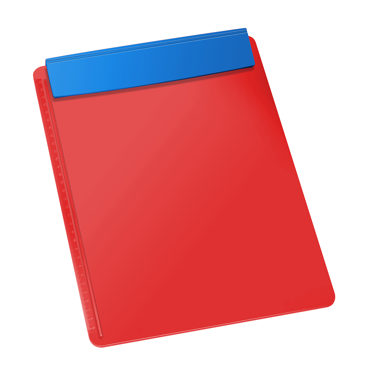 Klemmbrett DIN A4 "Beta", Platte rot, Leiste blau