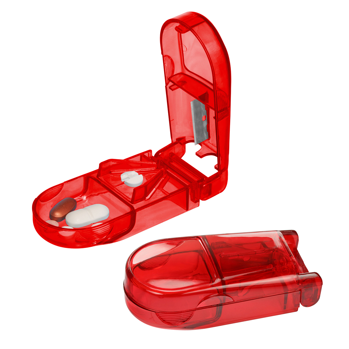 Pillendose "Lambda", transparent rot