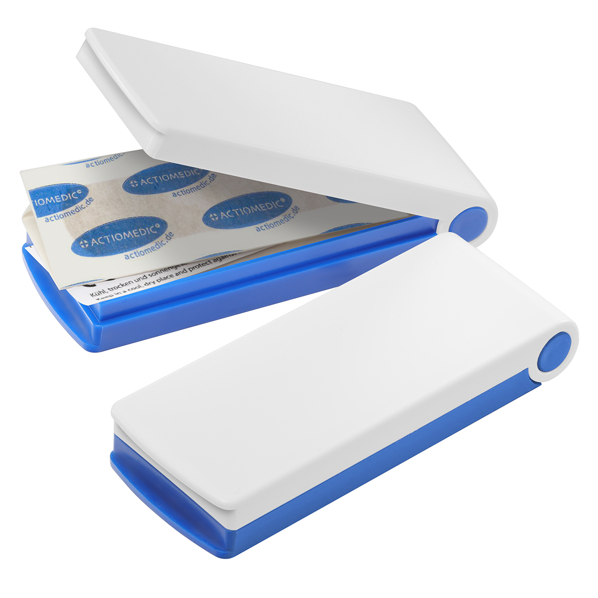 Pflasterbox, Deckel weiß, Unterteil blau