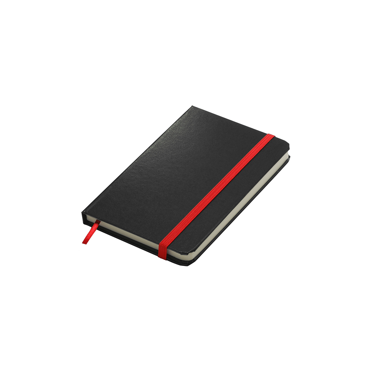 Notizbuch, mini, Grundfarbe schwarz, Zusatzfarbe rot