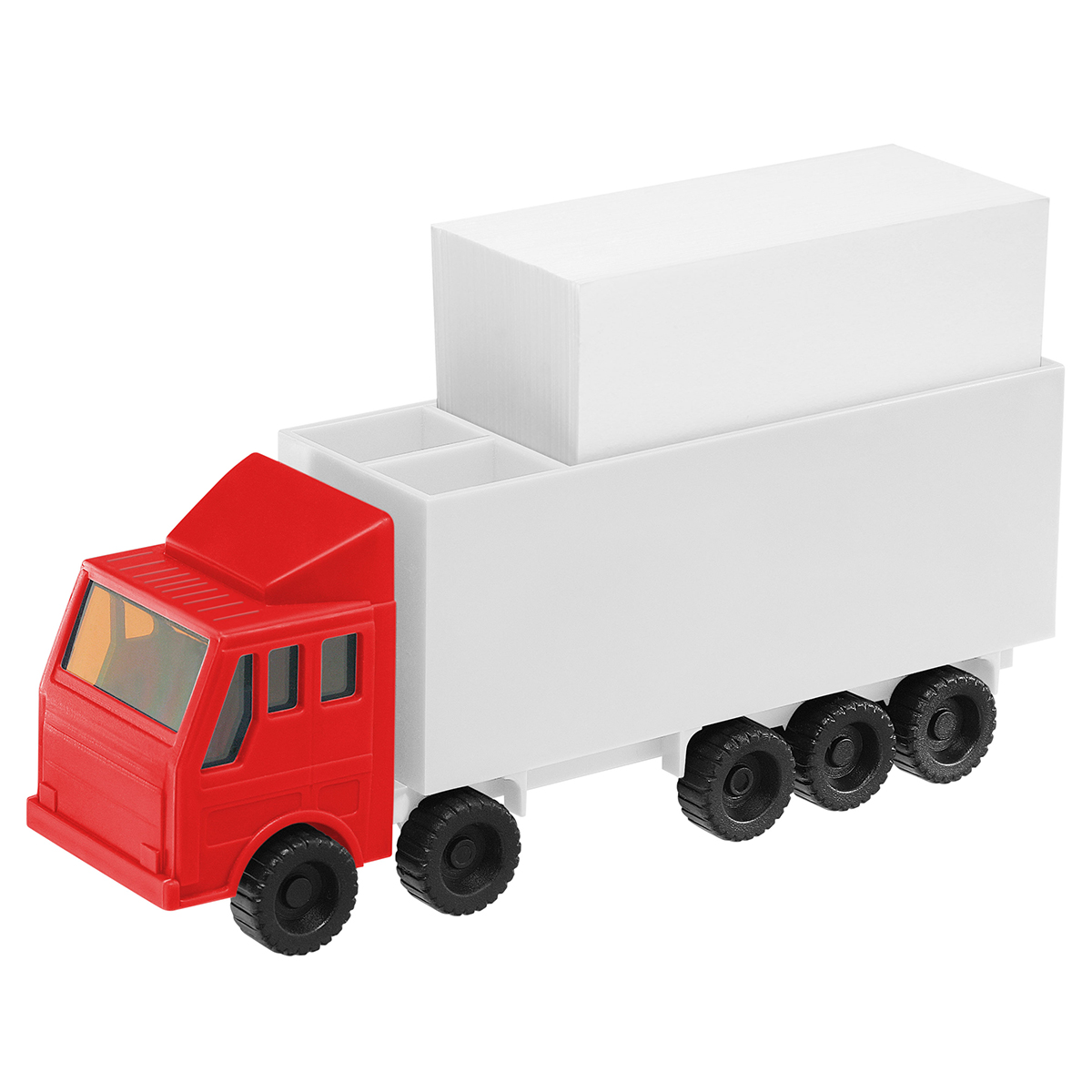 Zettelbox mit Köcher "LKW", Führerhaus rot, Auflieger weiß