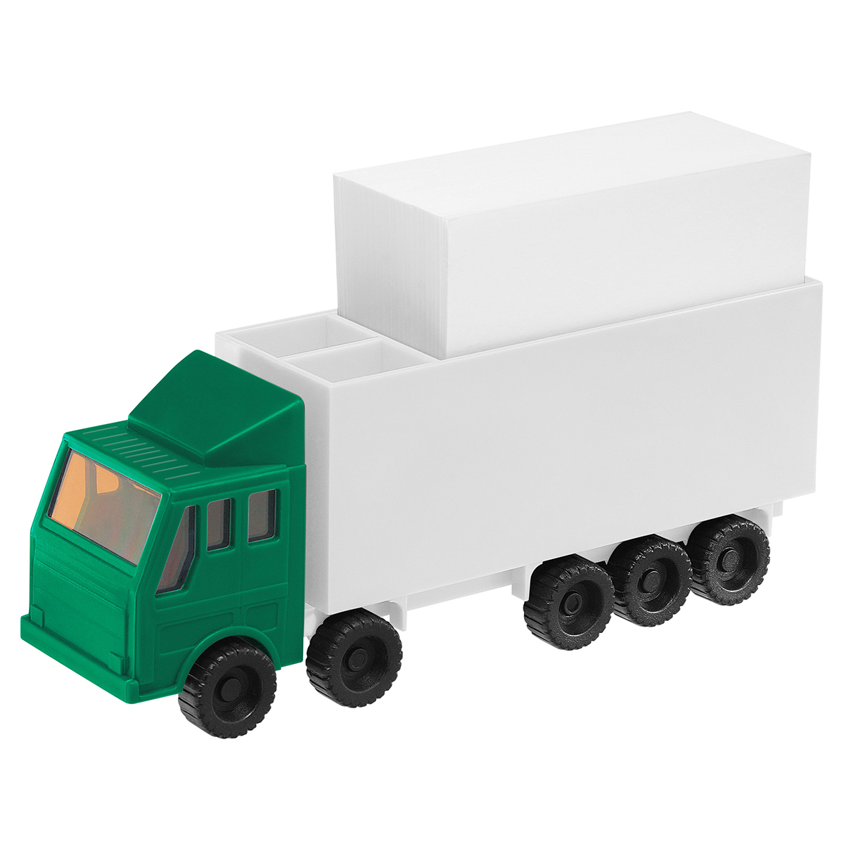 Zettelbox mit Köcher "LKW", Führerhaus grün, Auflieger weiß