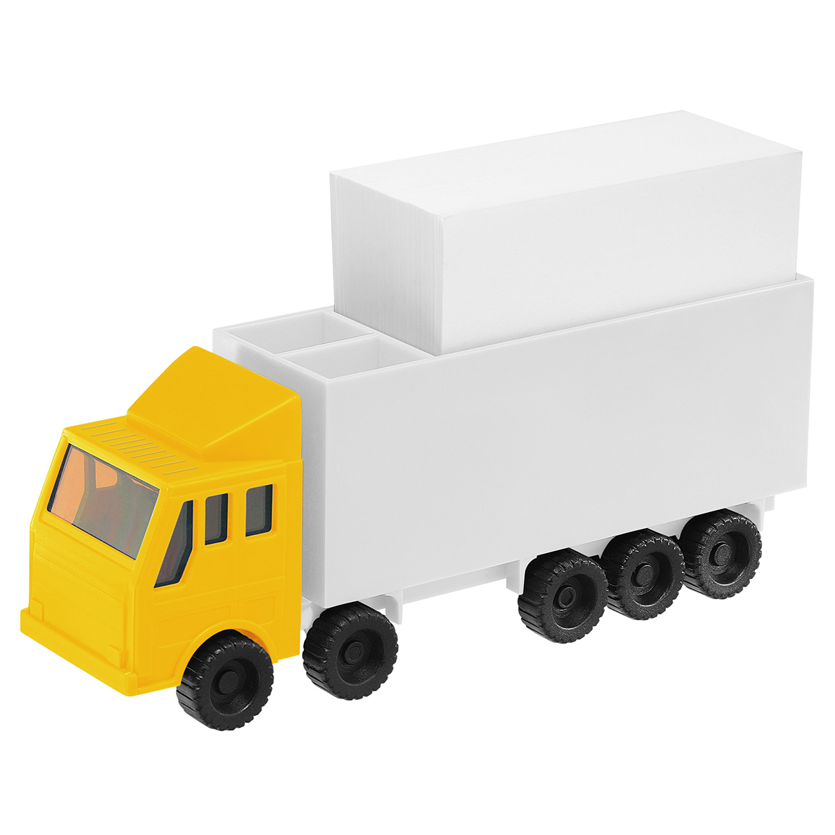 Zettelbox mit Köcher "LKW", Führerhaus gelb, Auflieger weiß