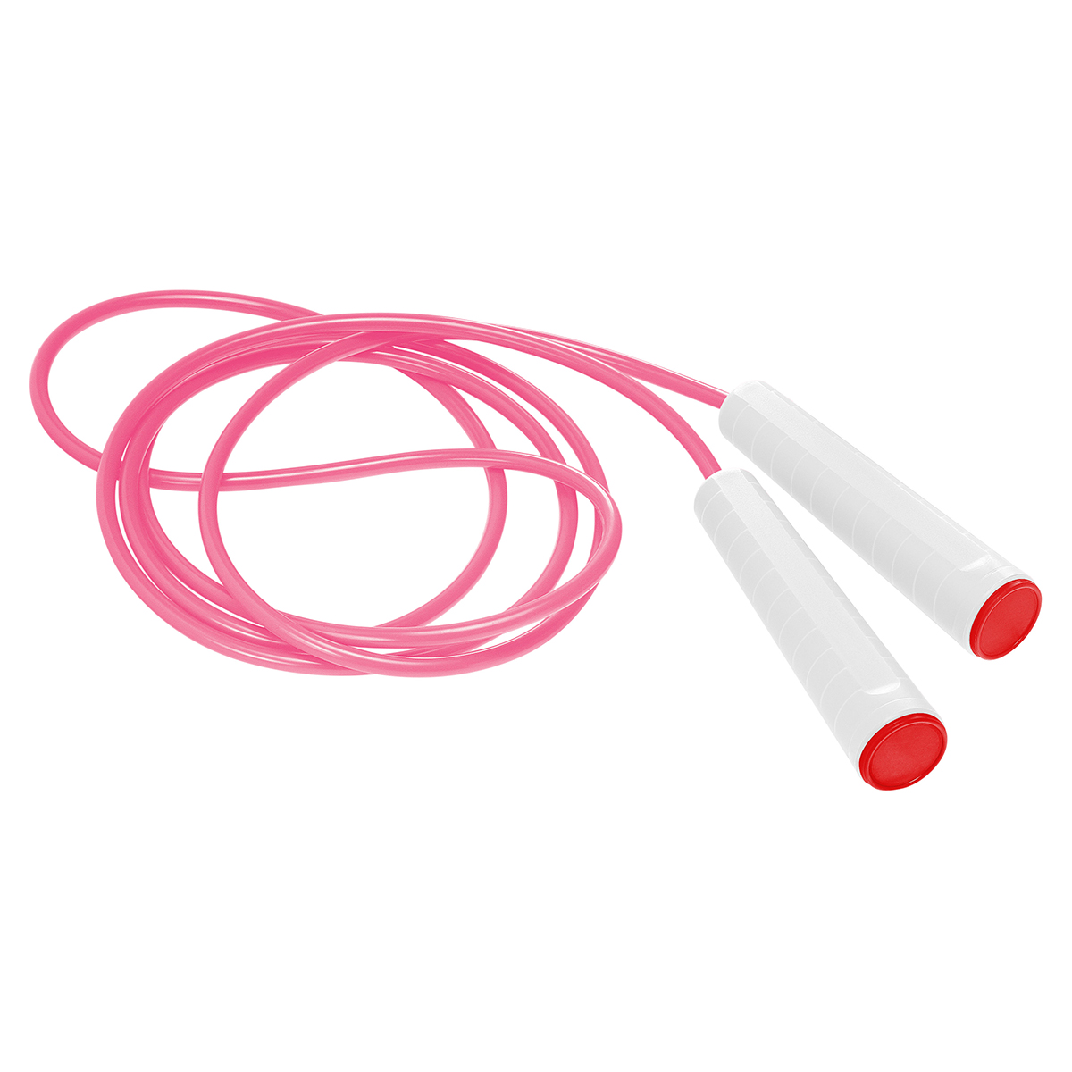 Springseil, Griff weiß, Kappe rot, Seil pink