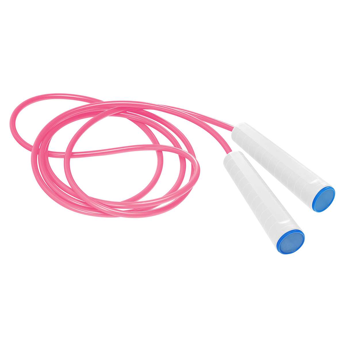 Springseil, Griff weiß, Kappe blau, Seil pink