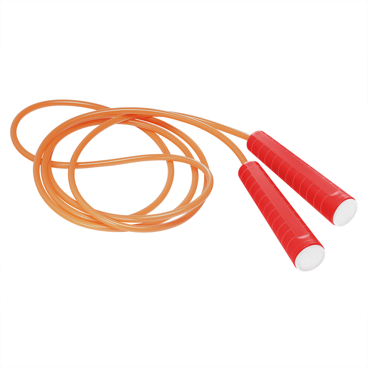 Springseil, Griff rot, Kappe weiß, Seil neonorange