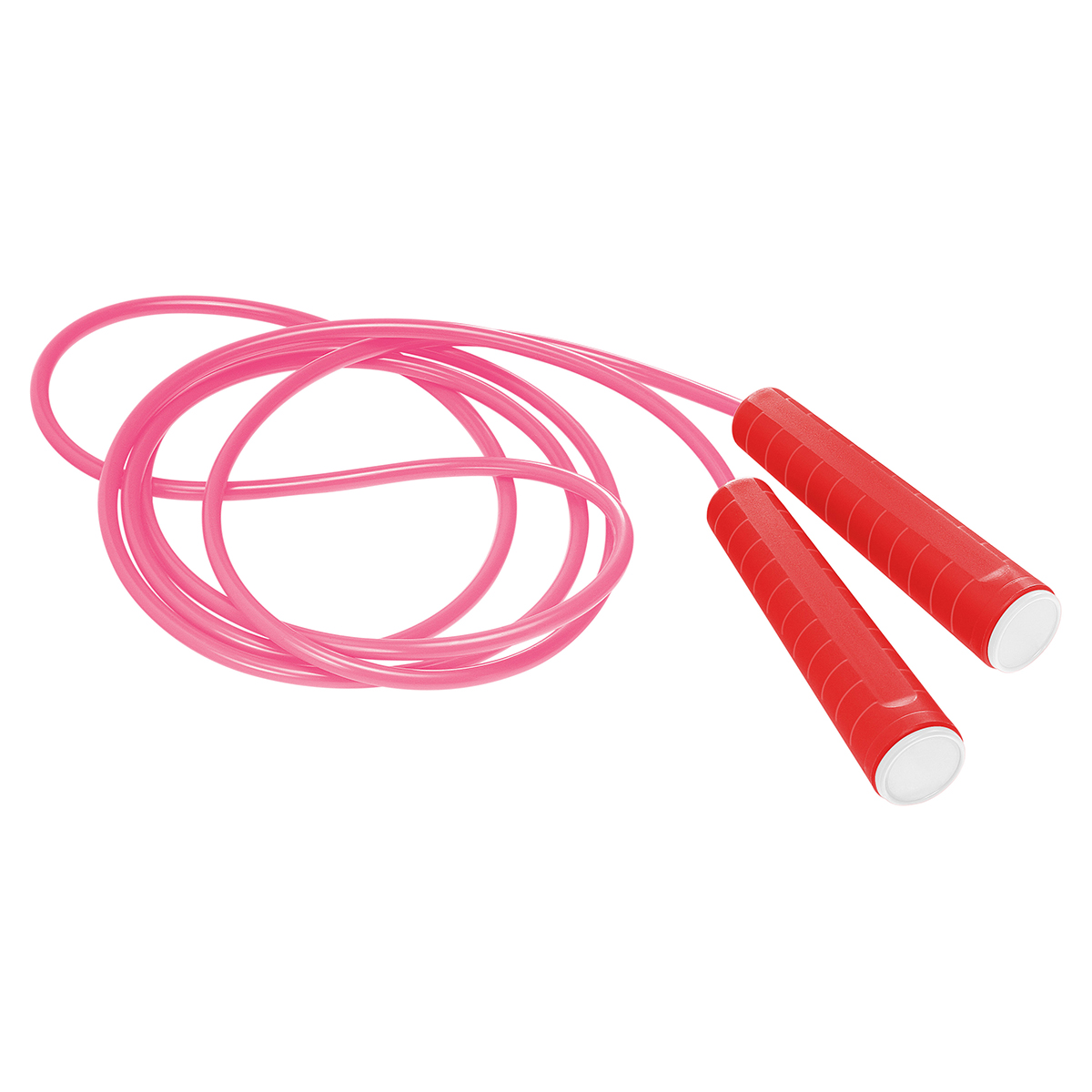 Springseil, Griff rot, Kappe weiß, Seil pink
