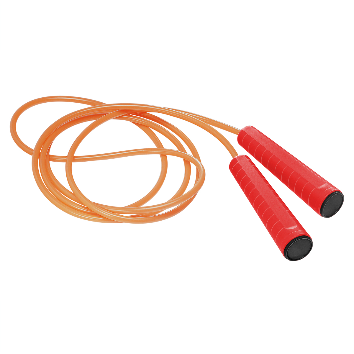 Springseil, Griff rot, Kappe schwarz, Seil neonorange