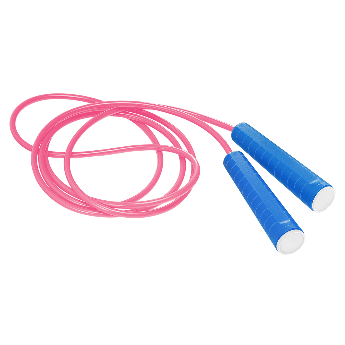 Springseil, Griff blau, Kappe weiß, Seil pink
