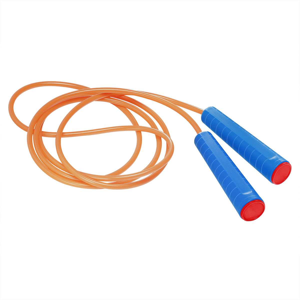 Springseil, Griff blau, Kappe rot, Seil neonorange