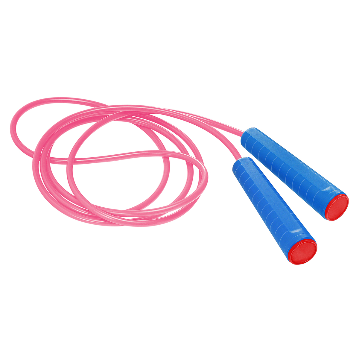 Springseil, Griff blau, Kappe rot, Seil pink