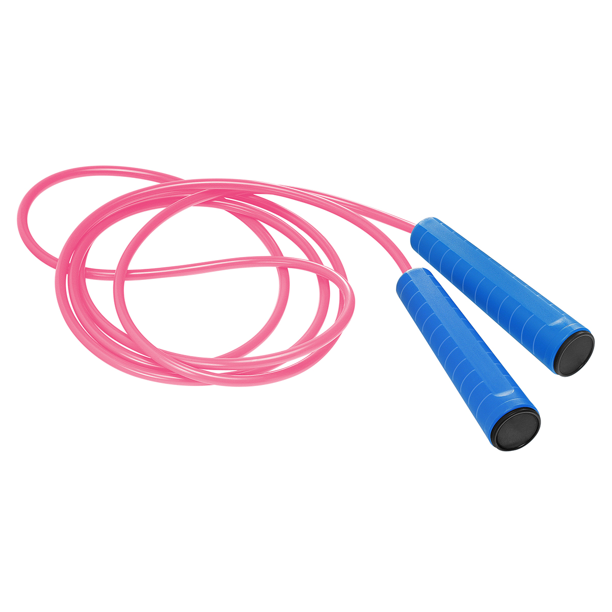 Springseil, Griff blau, Kappe schwarz, Seil pink