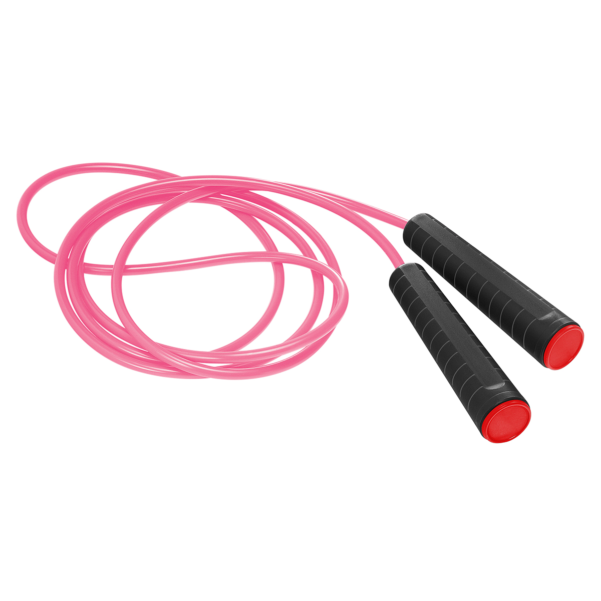 Springseil, Griff schwarz, Kappe rot, Seil pink