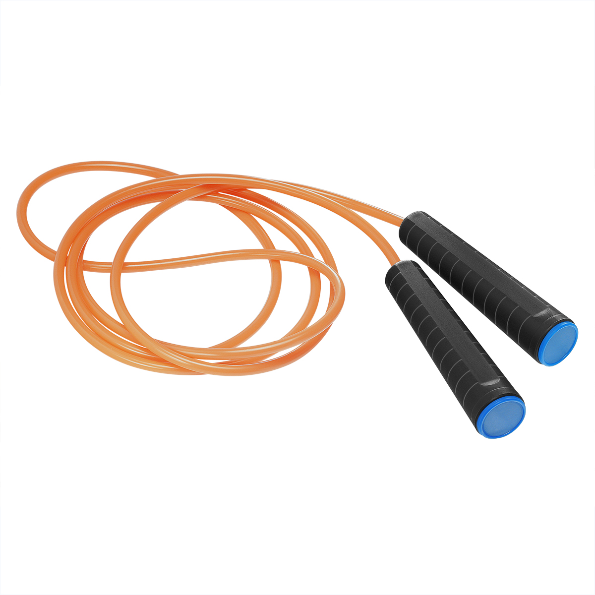 Springseil, Griff schwarz, Kappe blau, Seil neonorange