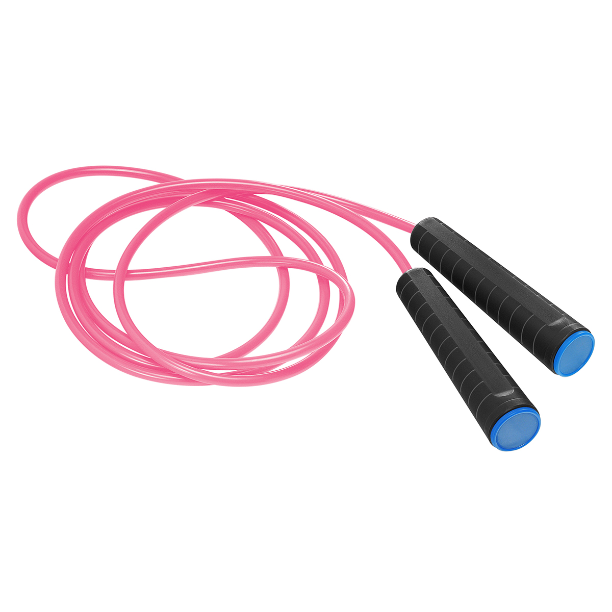 Springseil, Griff schwarz, Kappe blau, Seil pink