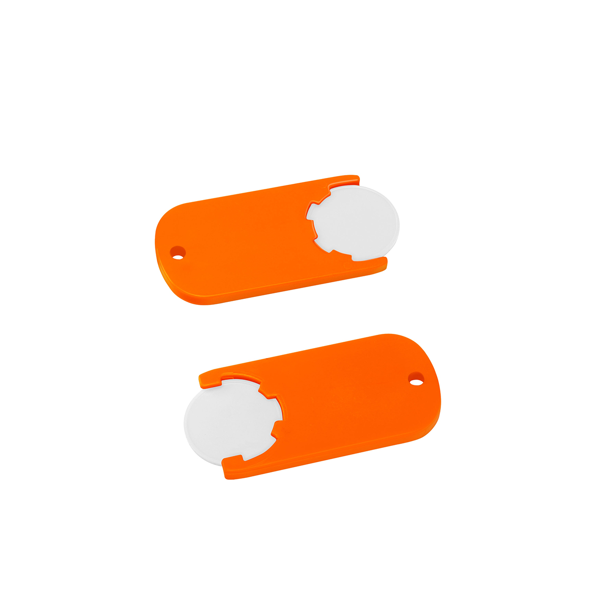 Chiphalter mit 1€-Chip "Alpha", Chip weiß, Chiphalter orange