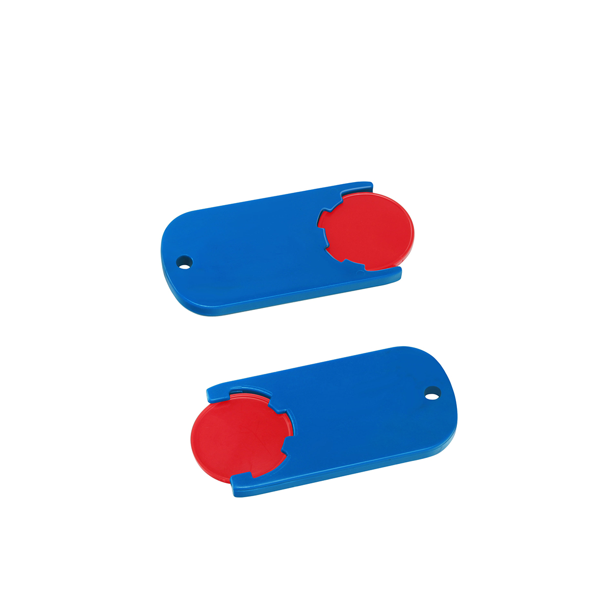 Chiphalter mit 1€-Chip "Alpha", Chip rot, Chiphalter blau