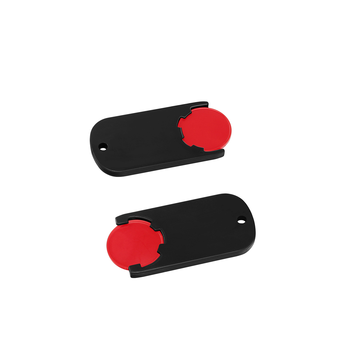 Chiphalter mit 1€-Chip "Alpha", Chip rot, Chiphalter schwarz