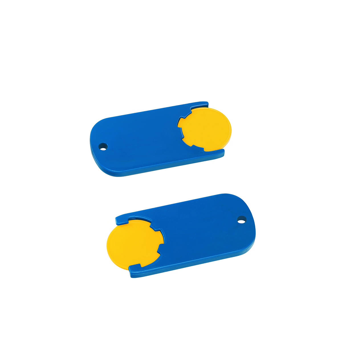Chiphalter mit 1€-Chip "Alpha", Chip gelb, Chiphalter blau