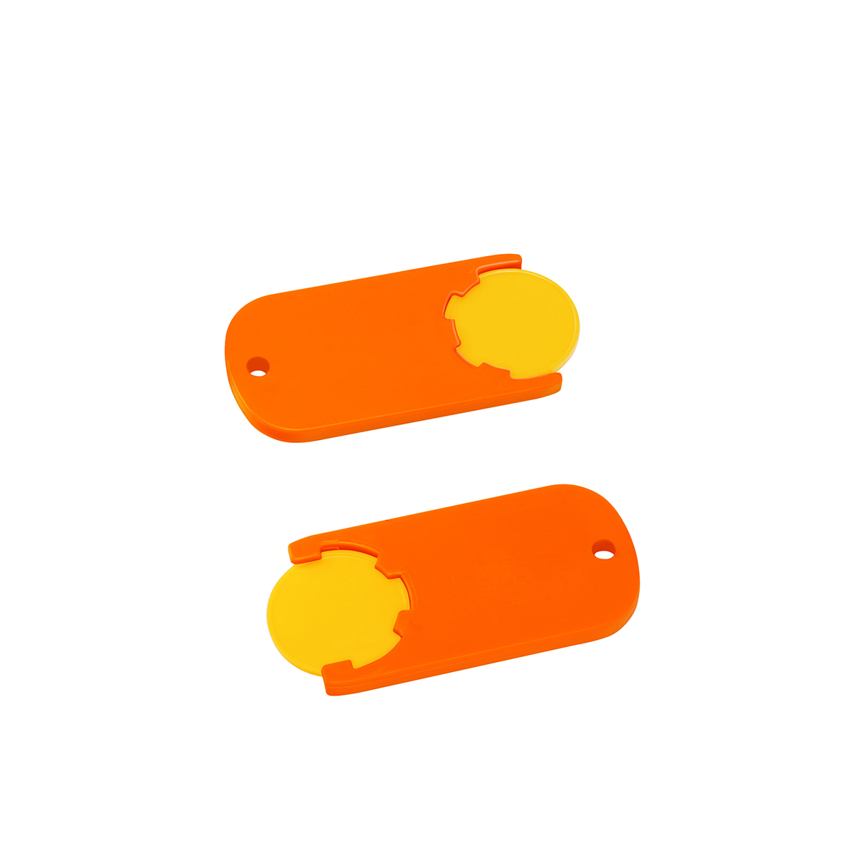 Chiphalter mit 1€-Chip "Alpha", Chip gelb, Chiphalter orange