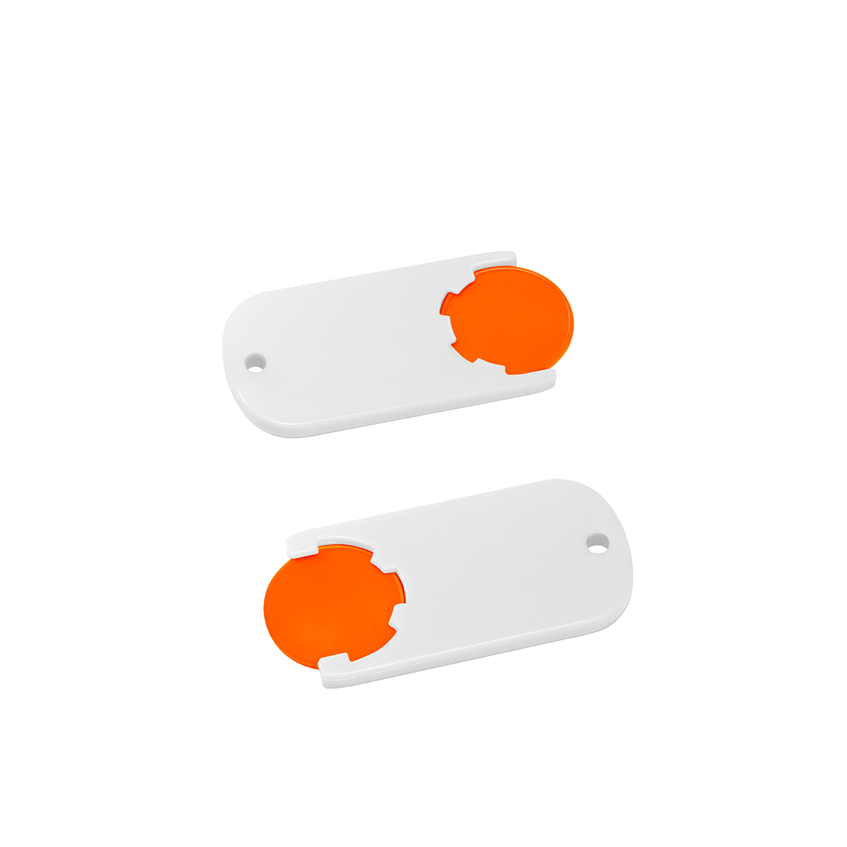 Chiphalter mit 1€-Chip "Alpha", Chip orange, Chiphalter weiß