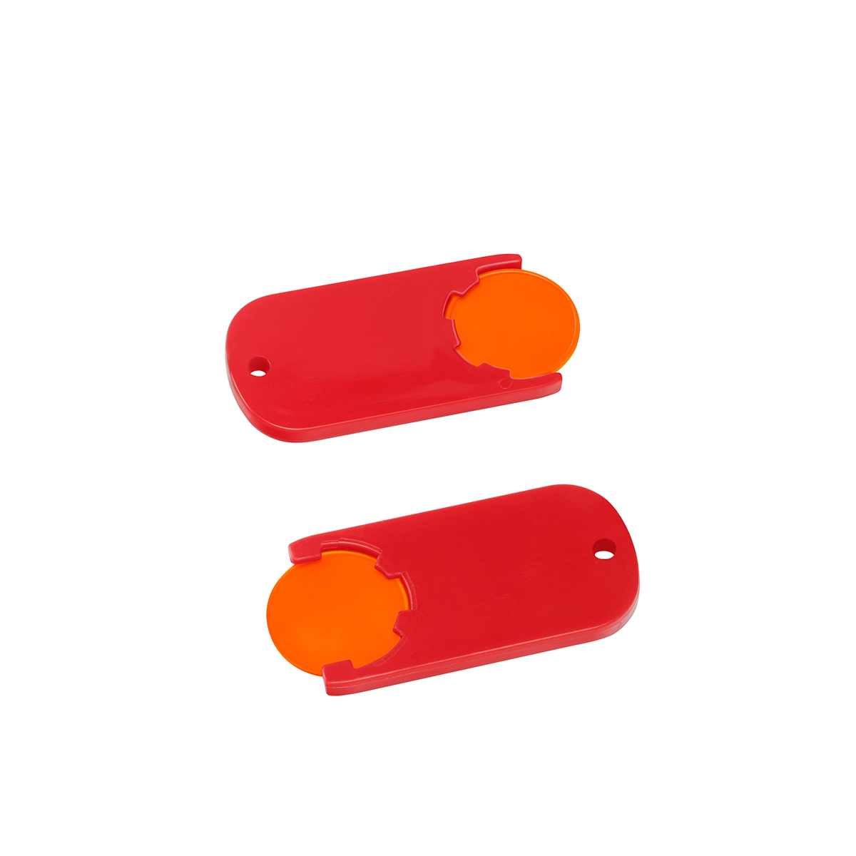 Chiphalter mit 1€-Chip "Alpha", Chip orange, Chiphalter rot