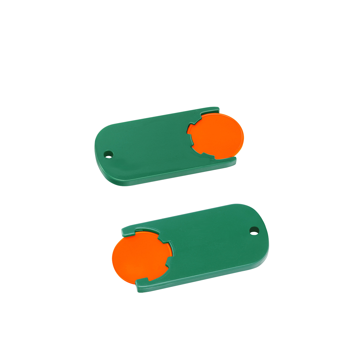 Chiphalter mit 1€-Chip "Alpha", Chip orange, Chiphalter grün