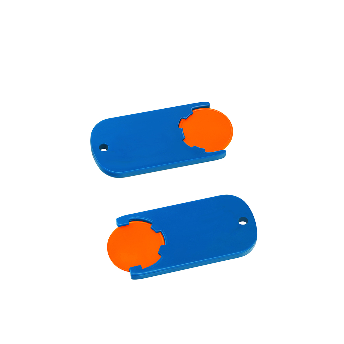 Chiphalter mit 1€-Chip "Alpha", Chip orange, Chiphalter blau