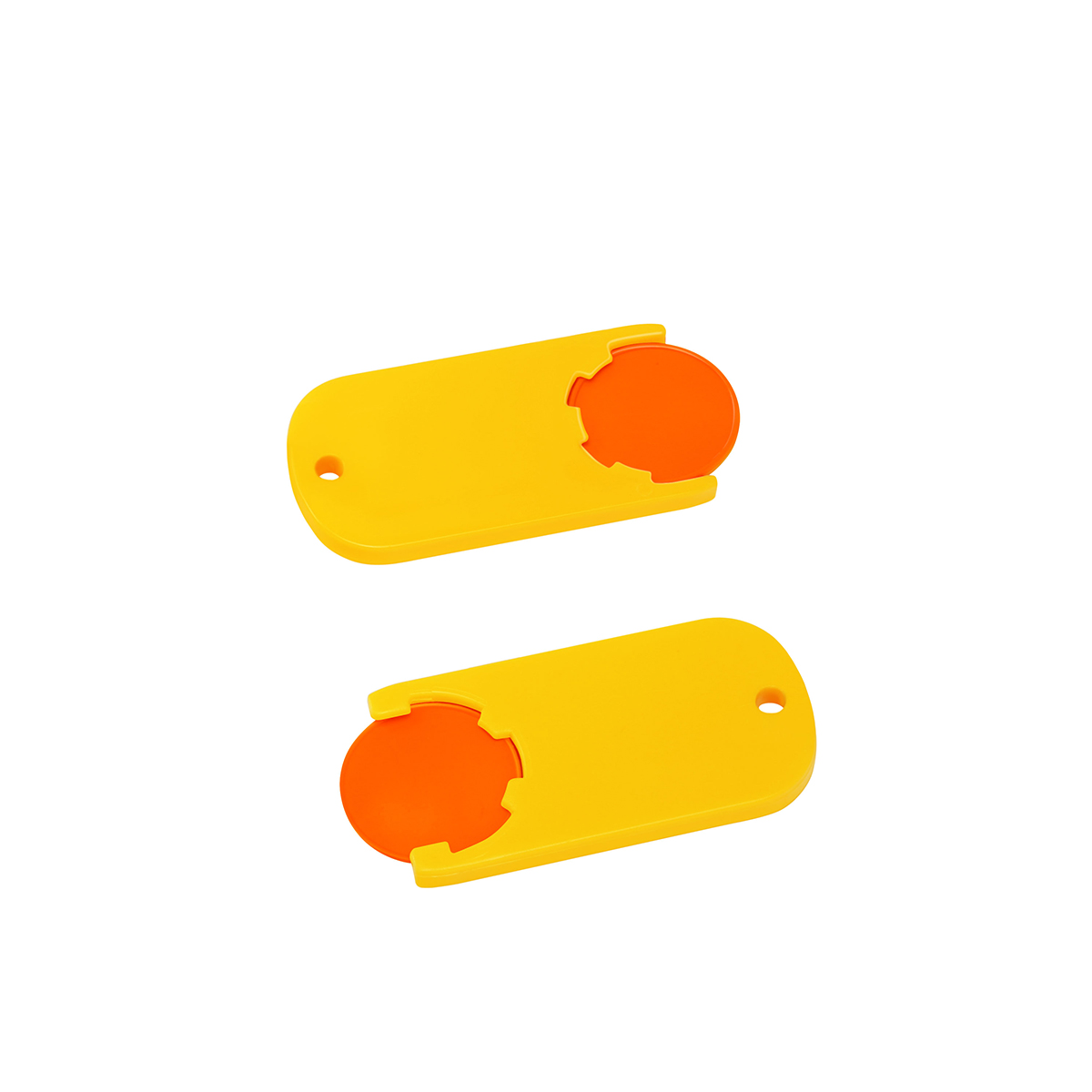 Chiphalter mit 1€-Chip "Alpha", Chip orange, Chiphalter gelb