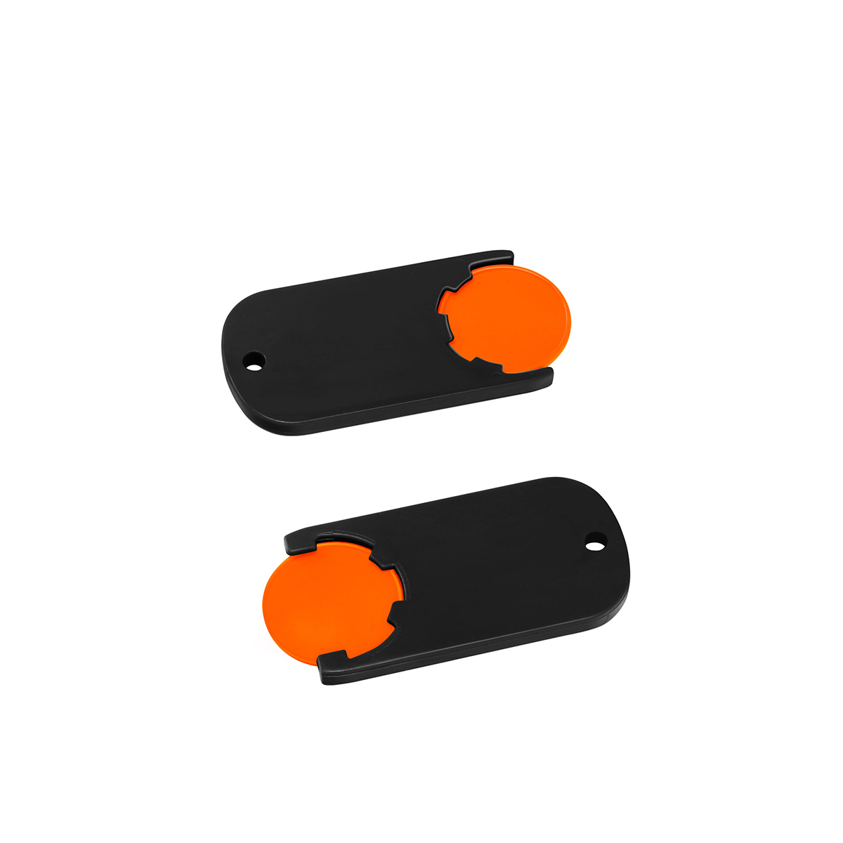 Chiphalter mit 1€-Chip "Alpha", Chip orange, Chiphalter schwarz