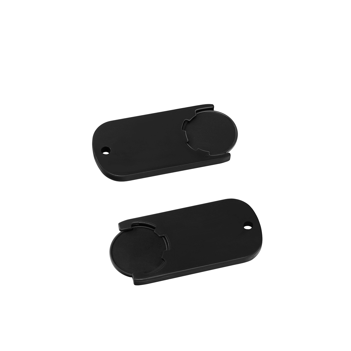 Chiphalter mit 1€-Chip "Alpha", Chip schwarz, Chiphalter schwarz