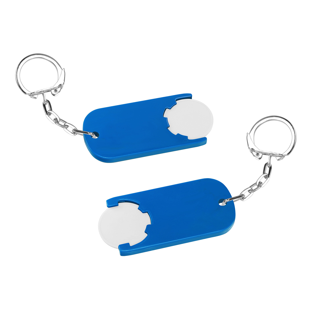 Chiphalter mit 1€-Chip "Alpha", Chip weiß, Chiphalter blau