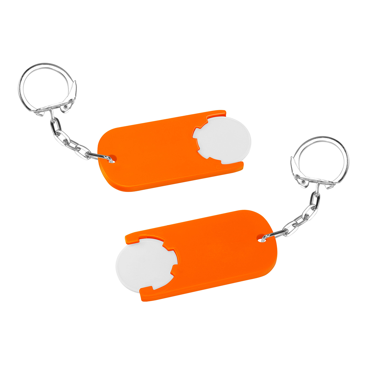 Chiphalter mit 1€-Chip "Alpha", Chip weiß, Chiphalter orange