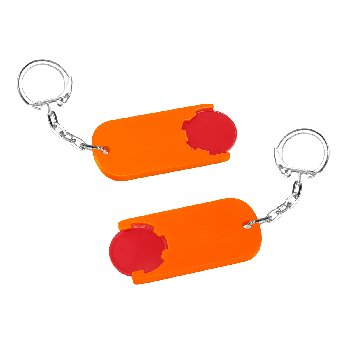 Chiphalter mit 1€-Chip "Alpha", Chip rot, Chiphalter orange