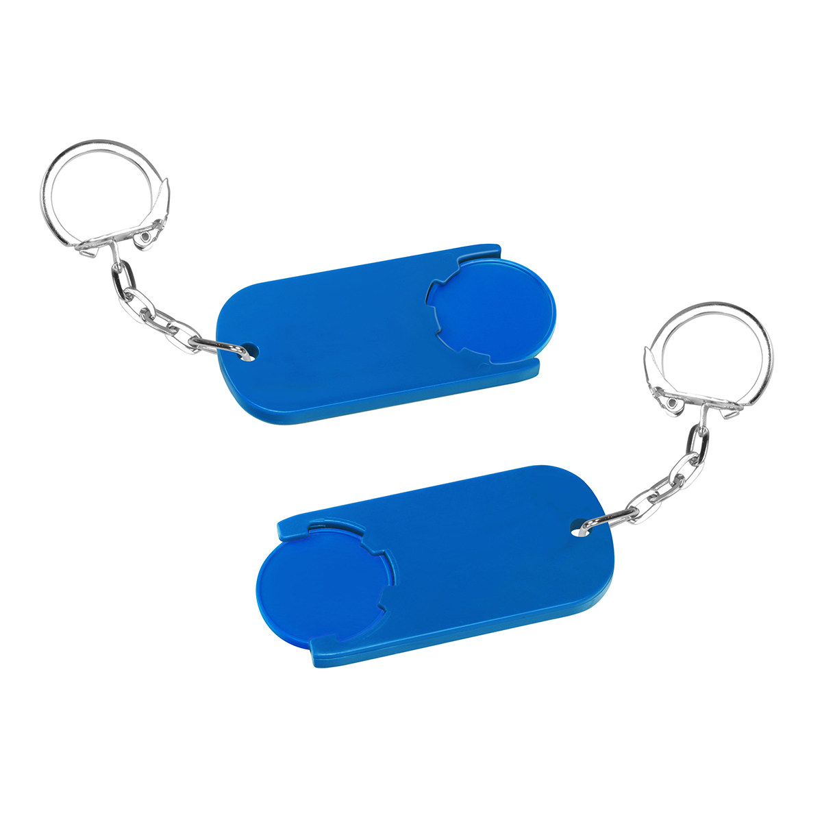 Chiphalter mit 1€-Chip "Alpha", Chip blau, Chiphalter blau