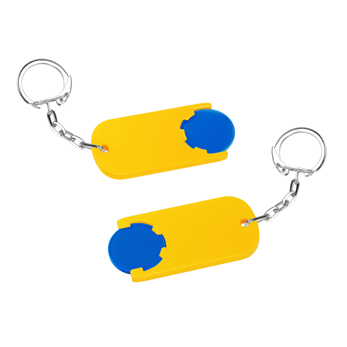 Chiphalter mit 1€-Chip "Alpha", Chip blau, Chiphalter gelb
