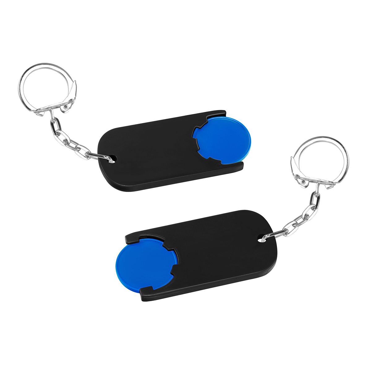 Chiphalter mit 1€-Chip "Alpha", Chip blau, Chiphalter schwarz