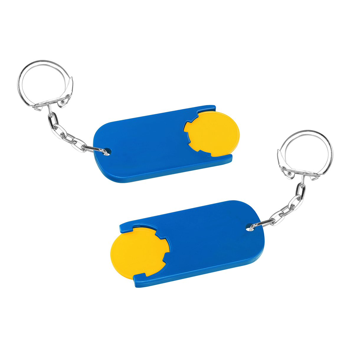 Chiphalter mit 1€-Chip "Alpha", Chip gelb, Chiphalter blau