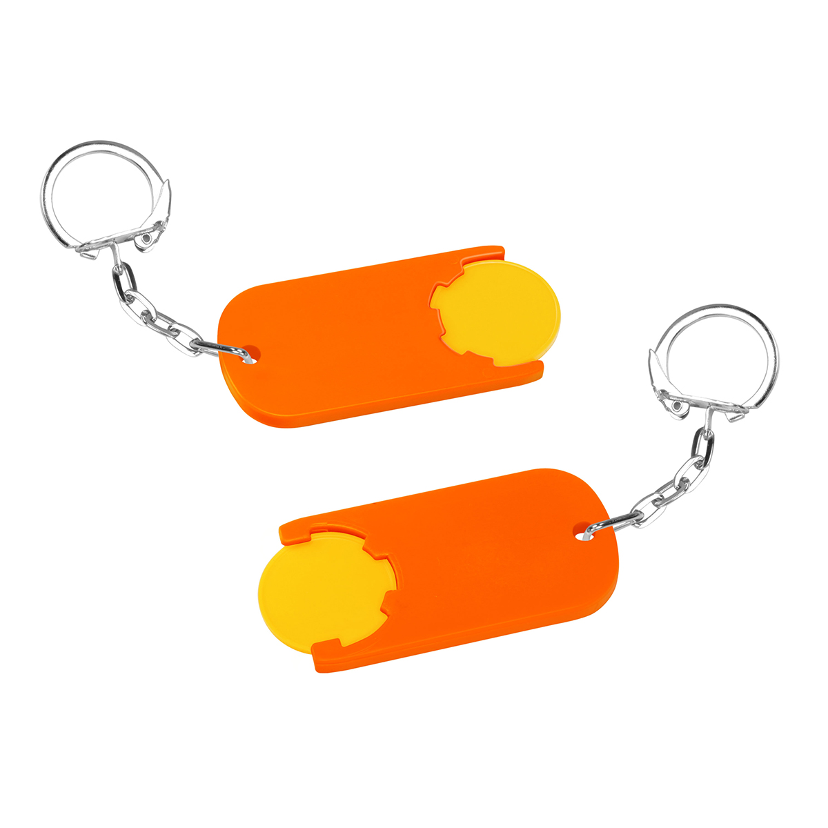 Chiphalter mit 1€-Chip "Alpha", Chip gelb, Chiphalter orange