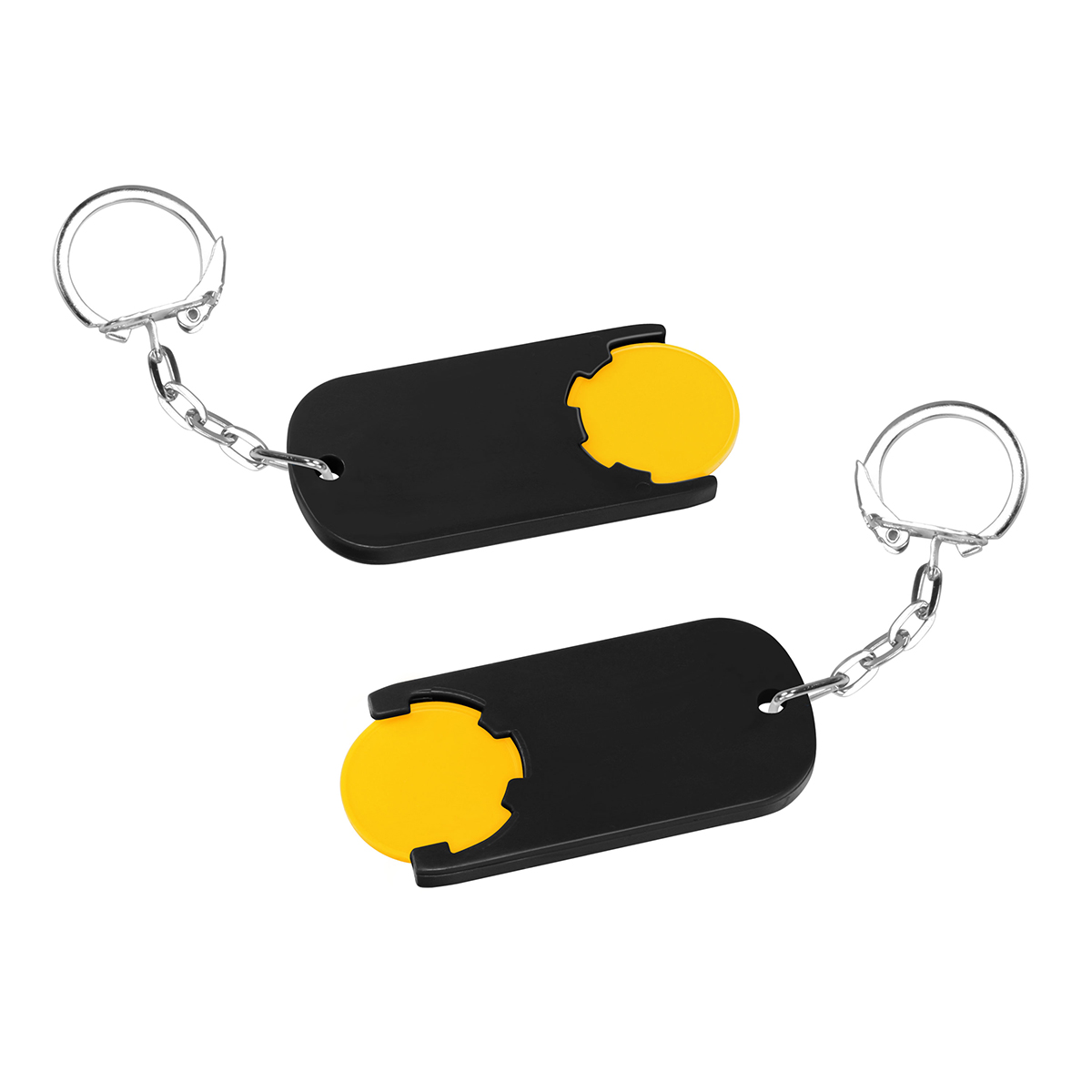 Chiphalter mit 1€-Chip "Alpha", Chip gelb, Chiphalter schwarz