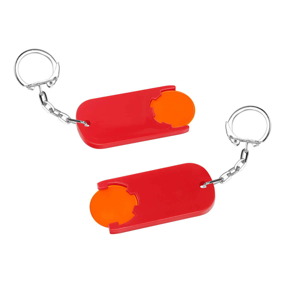 Chiphalter mit 1€-Chip "Alpha", Chip orange, Chiphalter rot