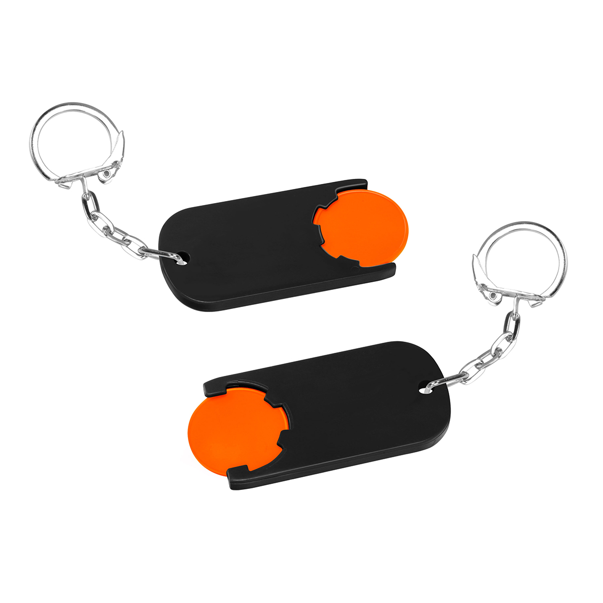 Chiphalter mit 1€-Chip "Alpha", Chip orange, Chiphalter schwarz
