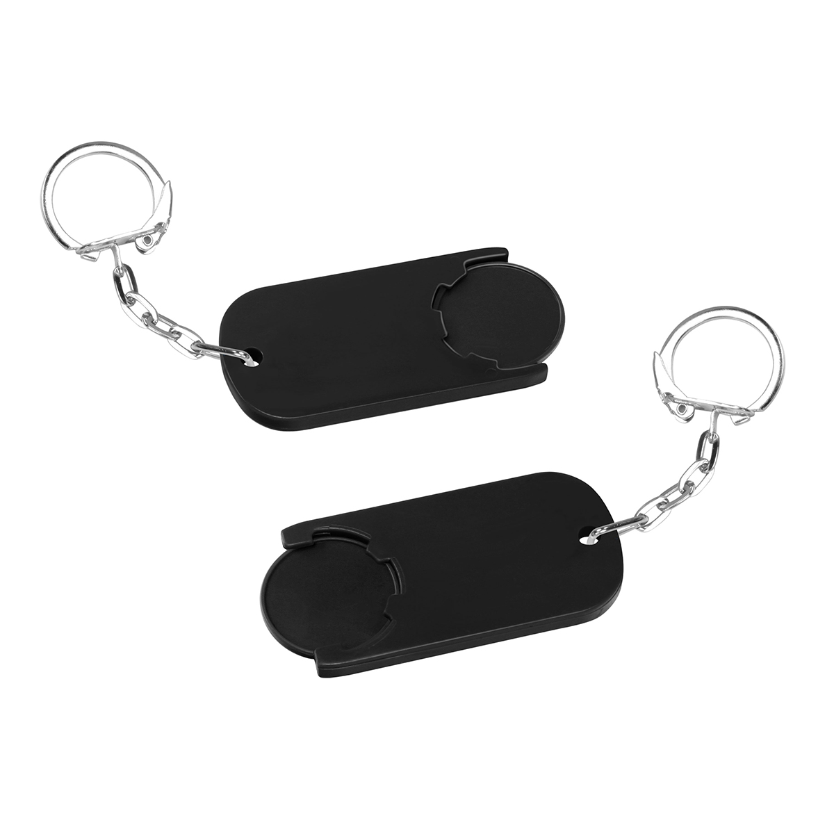 Chiphalter mit 1€-Chip "Alpha", Chip schwarz, Chiphalter schwarz